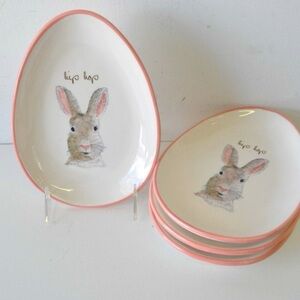 RAE DUNN Artisan Collection Set of 4 Vintage Easter Bunny Rabbit Ceramic Dishes